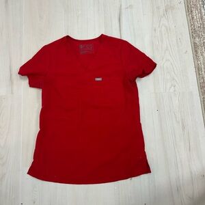 Figs Scarlet V-Neck Scrub Top